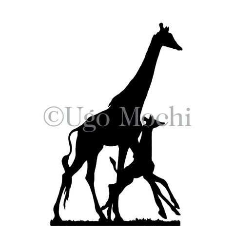 mom and baby giraffe silhouette